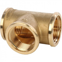 Тройник резьбовой латунный STOUT без покрытия 1" В