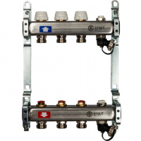 Коллекторная группа STOUT нержавейка 1"x3/4" EK -3 выхода, без расходомеров (вып. воздуха и сливом)