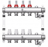 Коллекторная группа WESTER W902.4 нержавейка 1"x3/4" EK -4 выхода, с расходомерами