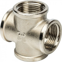 Крестовина резьбовая латунная STOUT никель 1" В