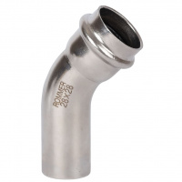 Угольник однораструбный 45° ВПр-НПр, 28, из нержавеющей стали прессовой ROMMER