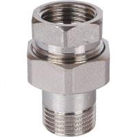 Американка ПРЯМАЯ резьбовая латунная (без прокладки) STOUT никель 1/2" ВН