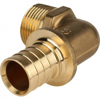 СА Угол резьбовой аксиальный для сшитого полиэтилена STOUT латунный Ø32х1" Н