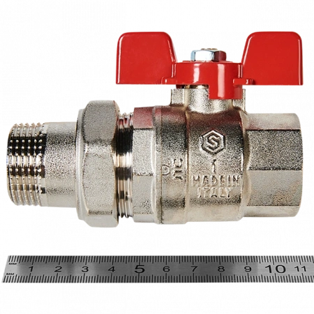 Кран шаровой полнопроходной с американкой STOUT ручка бабочка 1" ВР/НР (EPDM)