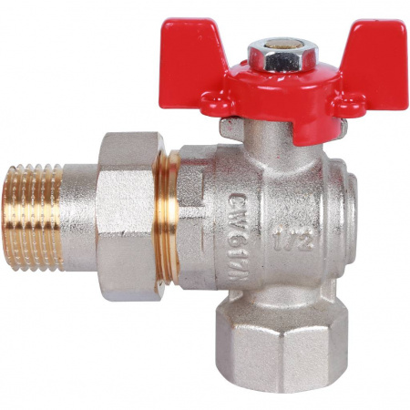 Кран шаровой с американкой угловой ROMMER бабочка 1/2" ВН