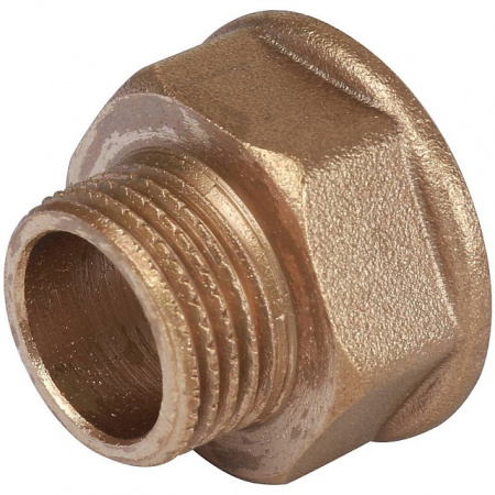 Удлинитель шестигранный резьбовой латунный STOUT без покрытия 1/2"x3/4" ВН
