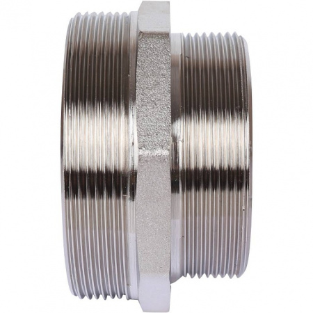 Ниппель переходной резьбовой латунный STOUT никель 3"x2 1/2" Н
