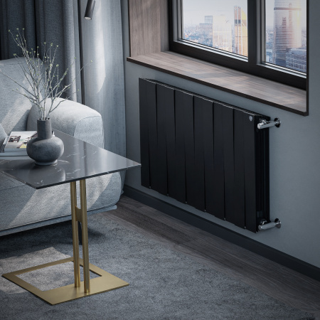 Радиатор биметаллический ROYAL THERMO PIANOFORTE NOIR SABLE NEW 500x12 секций, черный