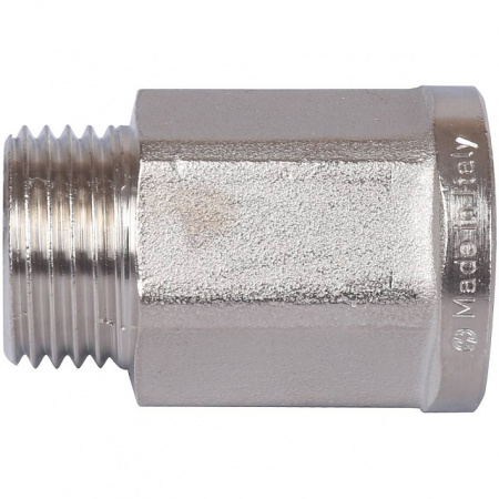 Удлинитель шестигранный резьбовой латунный STOUT никель 1/2"x1/2" ВН