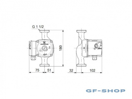 Насос циркуляционный GRUNDFOS UPS 25-55 180 1x230 В