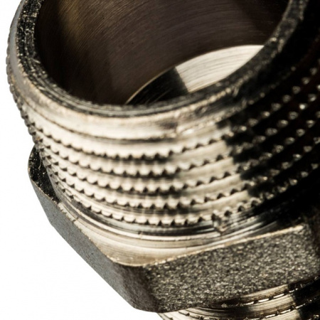 Ниппель переходной резьбовой латунный STOUT никель 3/4"x1/2" Н
