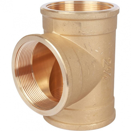 Тройник резьбовой латунный STOUT без покрытия 21/2" В
