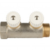 Коллектор распределительный вентильный STOUT никель 1"x3/4" -2 выхода, (белые ручки), евроконус