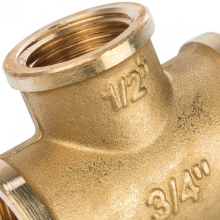 Тройник переходной латунный STOUT без покрытия 3/4"x1/2"x3/4" В