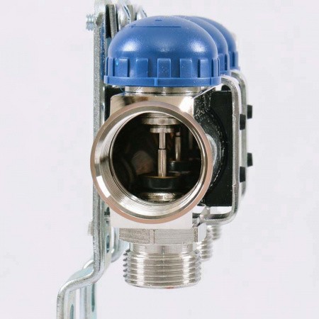 Коллекторная группа UNI-FITT 441E латунь 1"x3/4" EK на 3 выхода, в сборе без расходомера