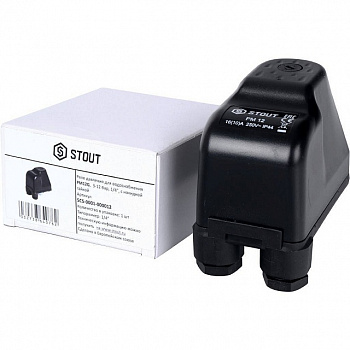 Реле давления для насоса STOUT для водоснабжения PM12G, 3-12 бар,1/4", с накидной гайкой