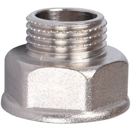 Удлинитель шестигранный резьбовой латунный STOUT никель 1/2"x3/4" ВН