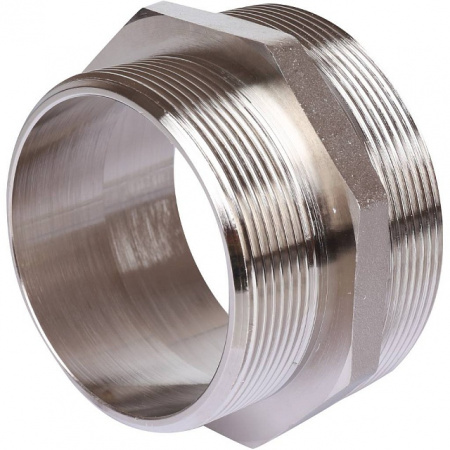 Ниппель переходной резьбовой латунный STOUT никель 3"x2 1/2" Н