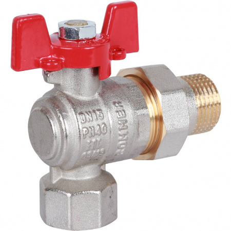 Кран шаровой с американкой угловой ROMMER бабочка 1/2" ВН