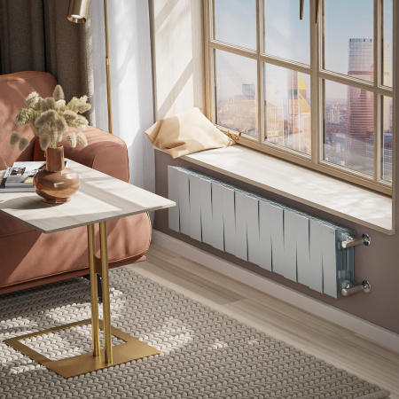 Радиатор биметаллический ROYAL THERMO PIANOFORTE SILVER SATIN 200x14 секций, серый