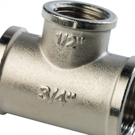 Тройник переходной переходной латунный STOUT никель 3/4"x1/2"x3/4" В