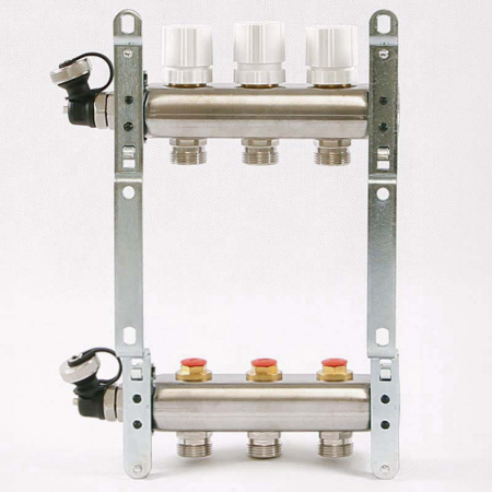 Коллекторная группа UNI-FITT 451I латунь 1"x3/4" EK на 3 выхода, в сборе без расходомера