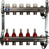 Коллекторная группа STOUT нержавейка 1"x3/4" EK -5 выходов, с расходомерами (вып. воздуха и сливом)