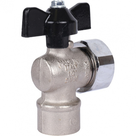 Кран шаровой угловой STOUT бабочка 1/2"х3/4" В, с накидной гайкой