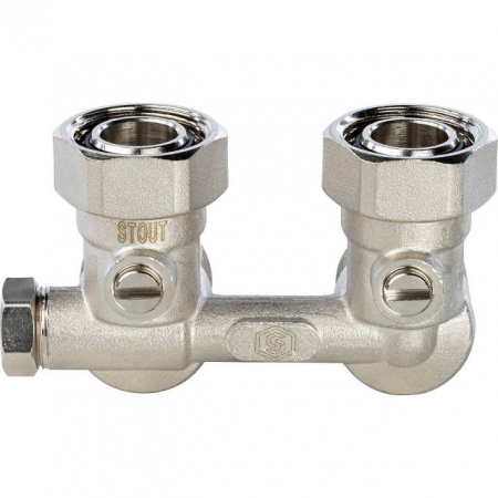 Узел-мультифлекс нижней подводки STOUT угловой, Н-образный, 3/4"х3/4"ЕК, с байпасом