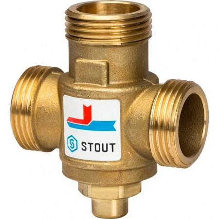 Клапан трехходовой термостатический смесительный STOUT 11/2" Н-11/2" В-1" В (70°С)