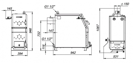 Котел твердотопливный ROMMER 31 кВт с возможностью установки ТЭНа, терморегулятора/т