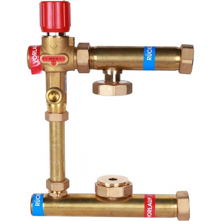 НСУ Насосно-смесительный узел теплого пола STOUT ISOTHERM без насоса 1", термостат 30-50°C, 130мм