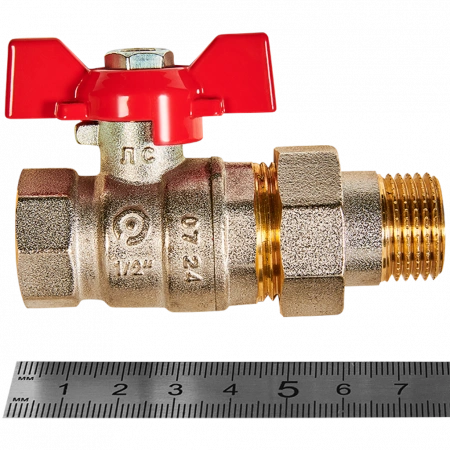 Кран шаровой с американкой ROMMER бабочка 1/2" ВН неполнопроходной