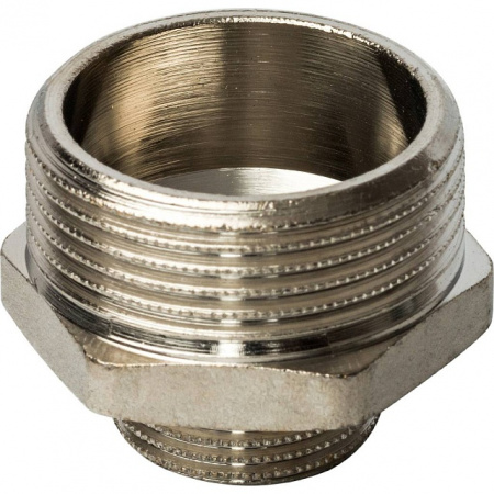 Ниппель переходной резьбовой латунный STOUT никель 11/4"x3/4" Н