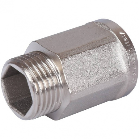 Удлинитель шестигранный резьбовой латунный STOUT никель 1/2"x1/2" ВН