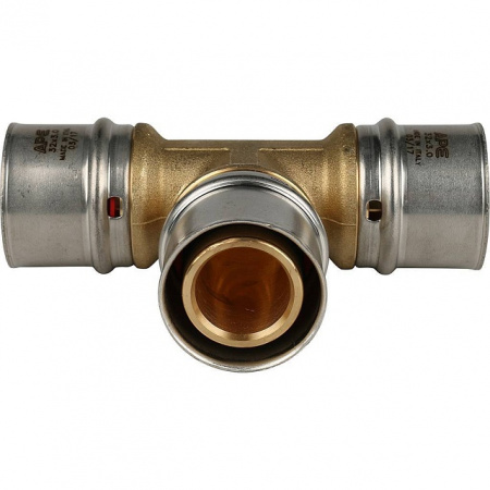 МП Тройник равнопроходный пресс для металлопласта STOUT Ø32х32х32