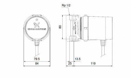 Насос для рециркуляции GRUNDFOS COMFORT 15-14 B PM 80мм (1x230В)