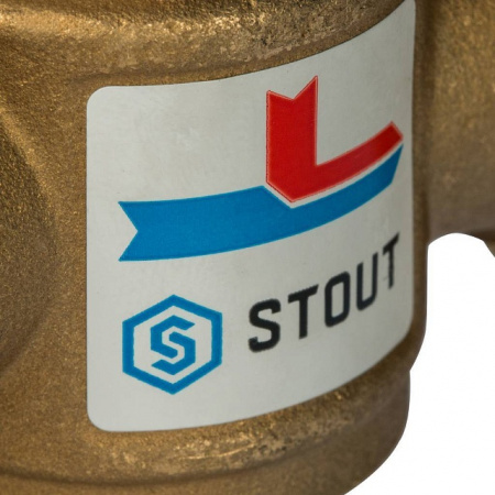 Клапан трехходовой термостатический смесительный STOUT 11/2" Н-11/2" В-1" Н (60°С)