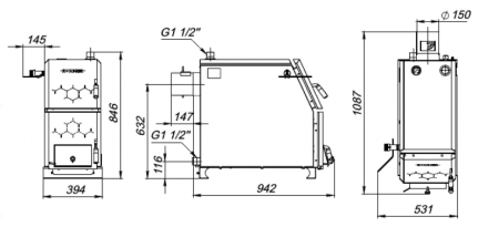 Котел твердотопливный ROMMER 21 кВт с возможностью установки ТЭНа, терморегулятора/т