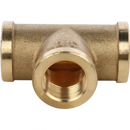 Тройник резьбовой латунный STOUT без покрытия 3/8" В