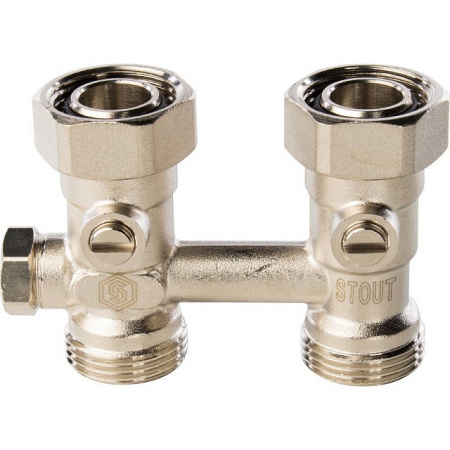 Узел-мультифлекс нижней подводки STOUT прямой, Н-образный, 3/4"х3/4"ЕК, с байпасом