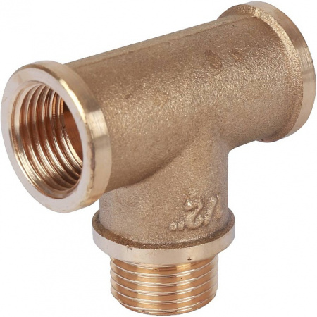 Тройник резьбовой латунный STOUT без покрытия 1/2"x1/2"x1/2" ВНВ