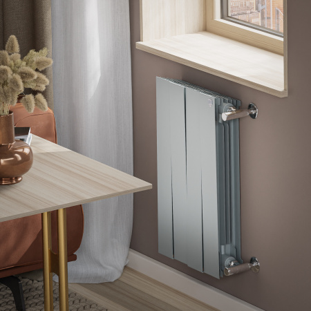 Радиатор биметаллический ROYAL THERMO PIANOFORTE SILVER SATIN NEW 500x4 секций, серый