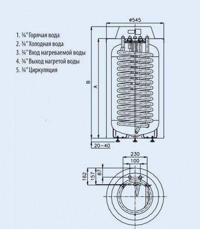 Бойлер косвенного нагрева HAJDU HR-T 40 160 л напольный, высокопроизводительный