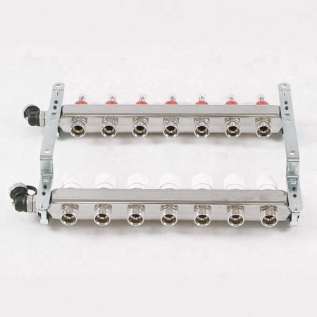 Коллекторная группа UNI-FITT 450I нерж 1"x3/4" EK на 7 выходов, с расходомерами (в полном сборе)
