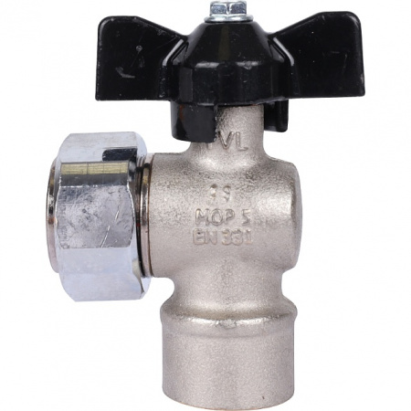 Кран шаровой угловой STOUT бабочка 1/2"х3/4" В, с накидной гайкой