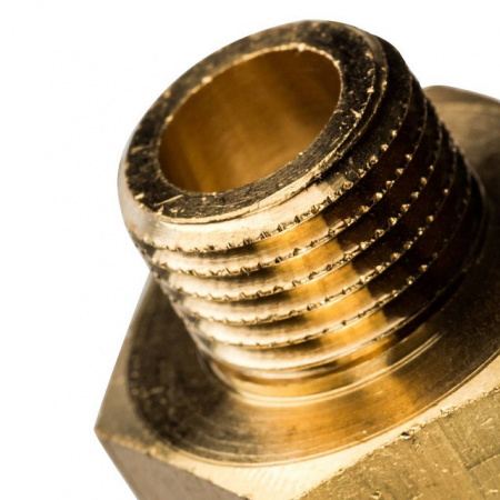 Ниппель переходной резьбовой латунный STOUT без покрытия 1/2"x1/4" Н
