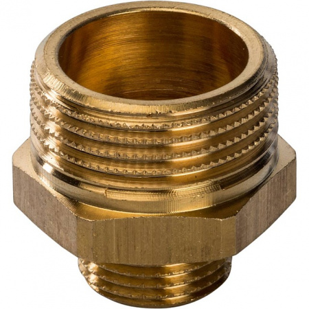 Ниппель переходной резьбовой латунный STOUT без покрытия 3/4"x3/8" Н