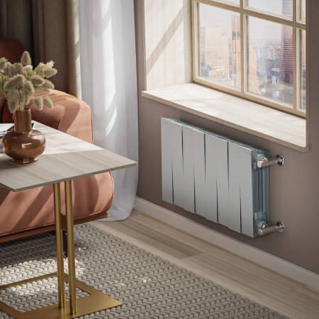 Радиатор биметаллический ROYAL THERMO PIANOFORTE SILVER SATIN 300x8 секций, серый