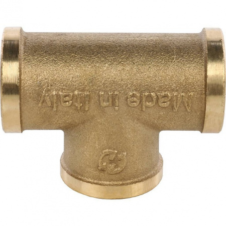 Тройник резьбовой латунный STOUT без покрытия 3/8" В